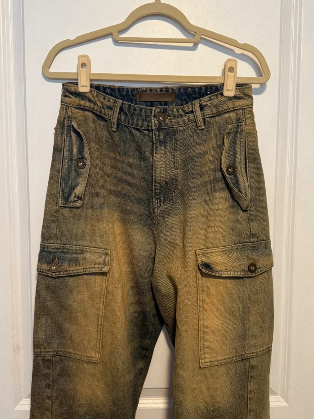 KDNK Men's ADV Baggy Cargo Jean Size 28 Tinted Blue
